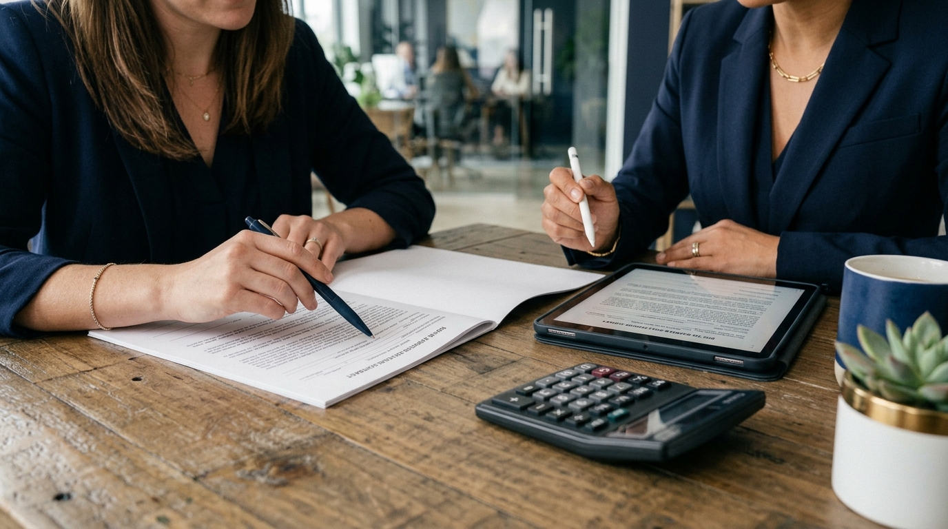 Homebuyer reviewing compensation terms in a buyer representation agreement