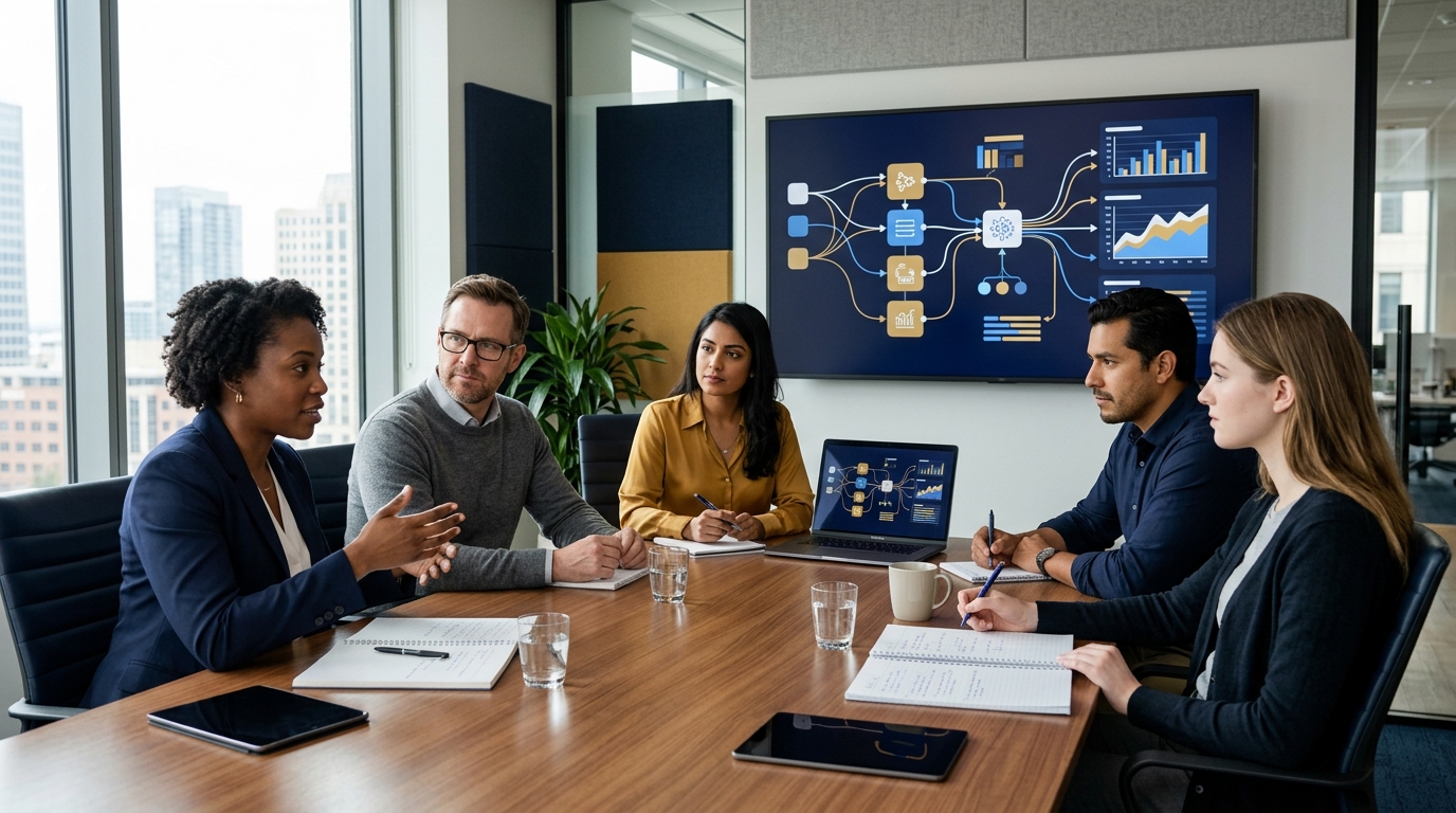 Small business team reviewing AI privacy and compliance risks